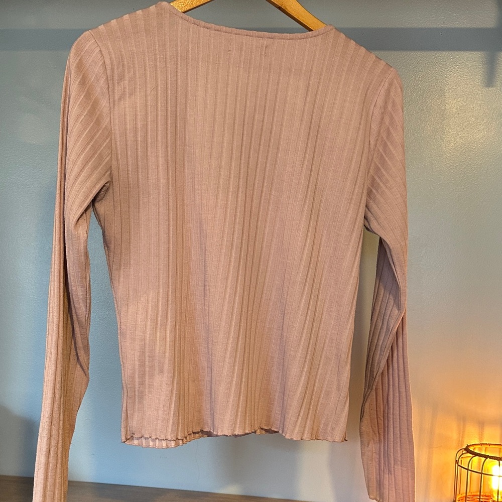 Pink Ribbed Button-Up Top - Picture 6 of 7